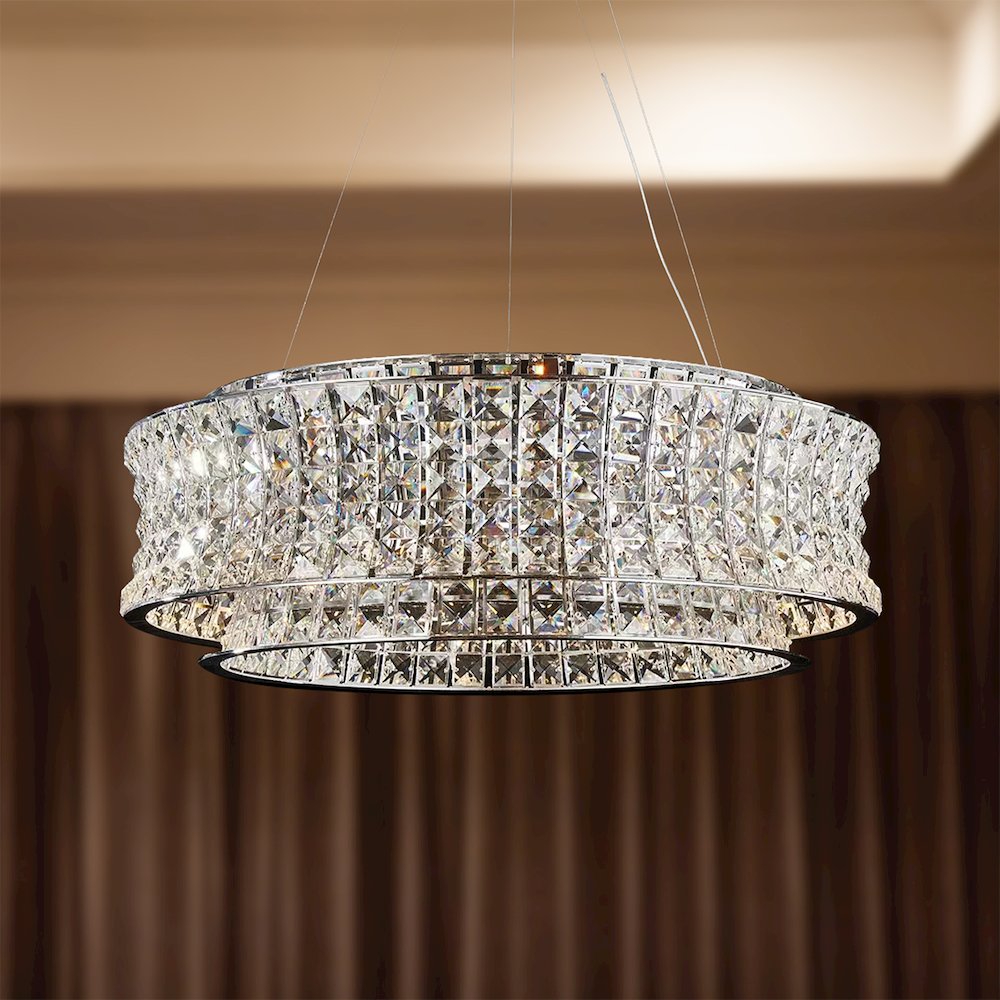 Galaxy 24" Round LED Crystal Chandelier - Chrome