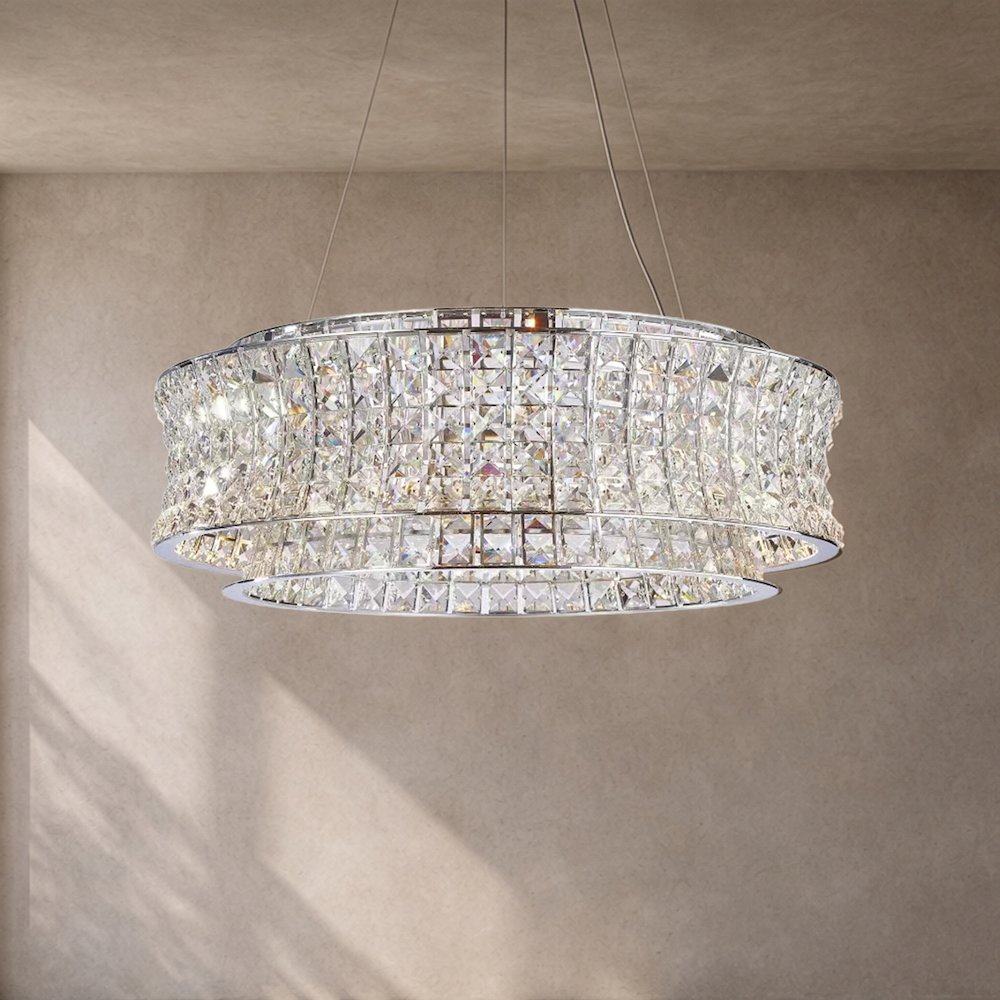 Galaxy 24" Round LED Crystal Chandelier - Chrome