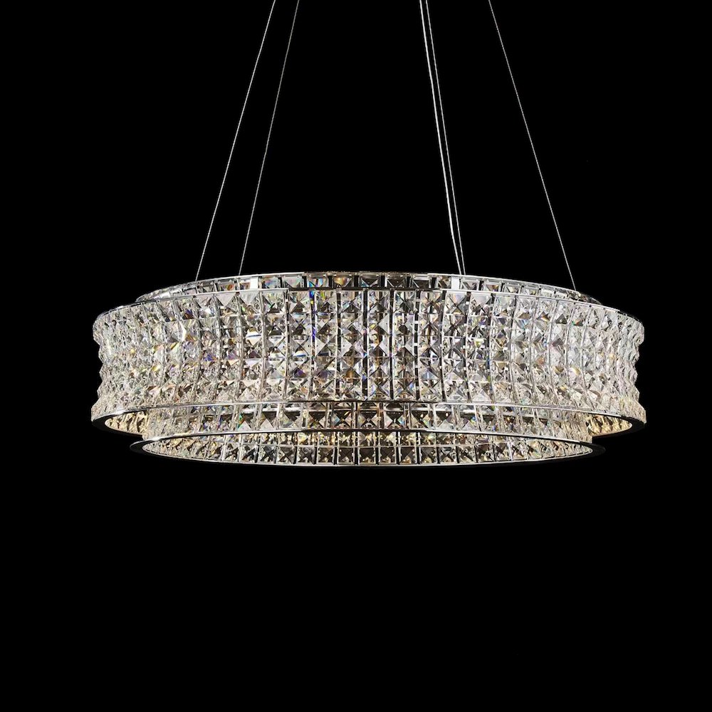 Galaxy 32" Round LED Crystal Chandelier - Chrome