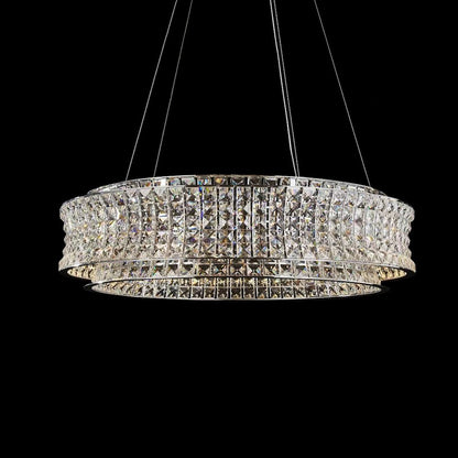 Galaxy 32" Round LED Crystal Chandelier - Chrome