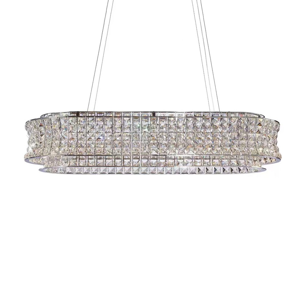 Galaxy Oval LED Crystal Chandelier - Chrome
