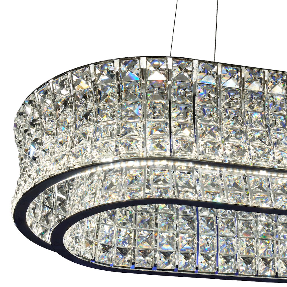 Galaxy Oval LED Crystal Chandelier - Chrome
