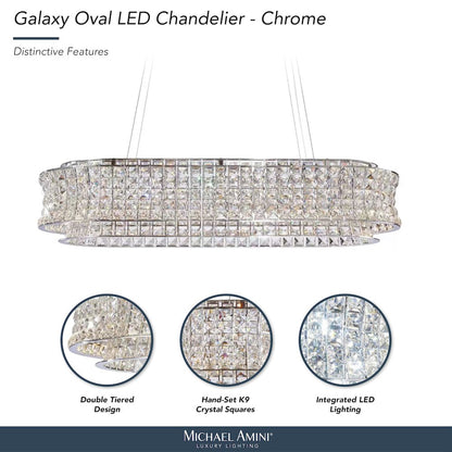 Galaxy Oval LED Crystal Chandelier - Chrome