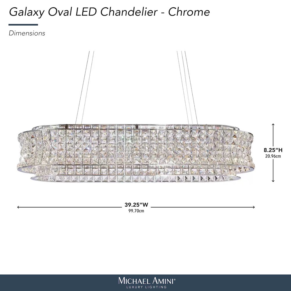 Galaxy Oval LED Crystal Chandelier - Chrome