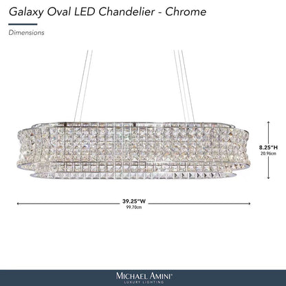 Galaxy Oval LED Crystal Chandelier - Chrome