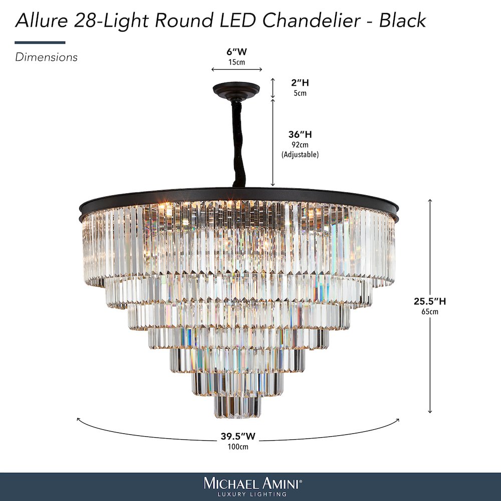 Allure 28-Light Round Crystal Chandelier - Matte Black