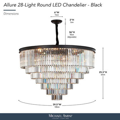 Allure 28-Light Round Crystal Chandelier - Matte Black