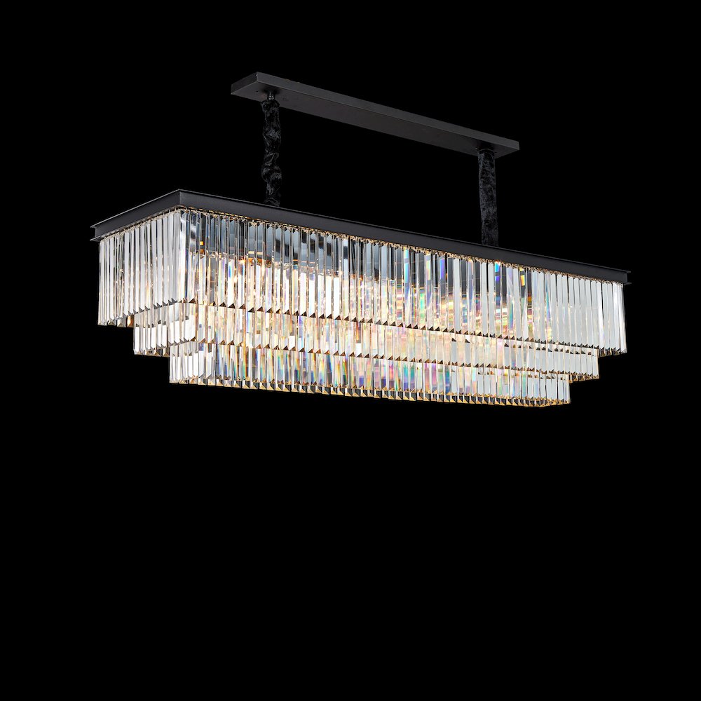 Allure 20-Light Rectangular Crystal Chandelier - Matte Black