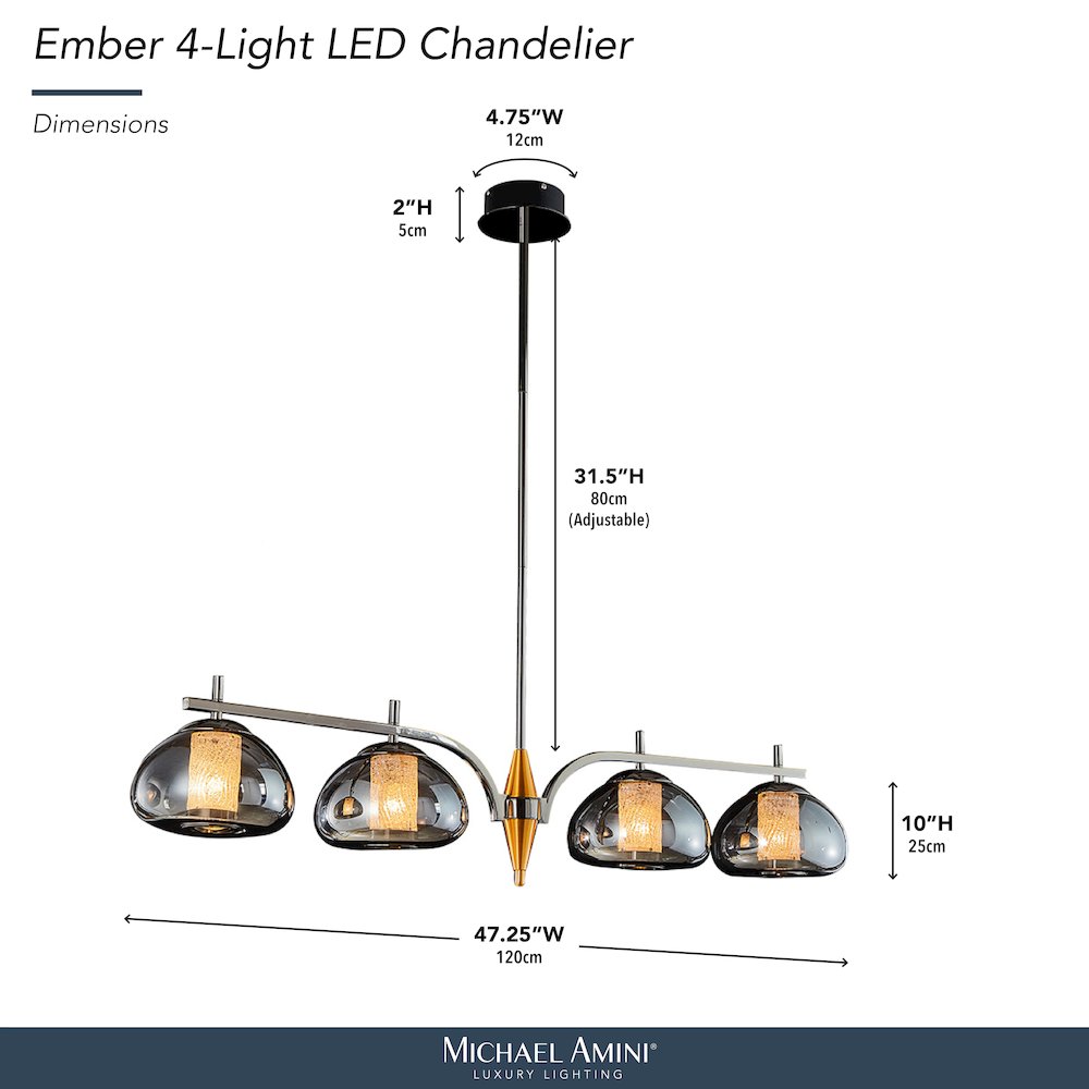 Ember 4-Light LED Chandelier - Smoke/Black Pearl