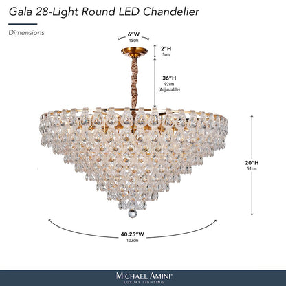 Gala 28-Light Round LED Chandelier - Gold