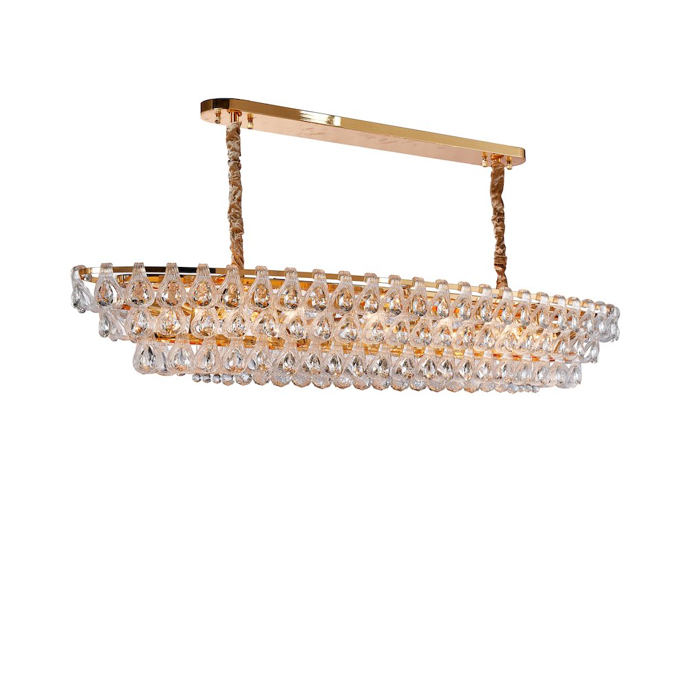 Gala 14-Light Rectangular LED Chandelier - Gold
