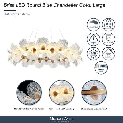 Brisa 39" Round LED Chandelier - Ocean Blue/Bronze