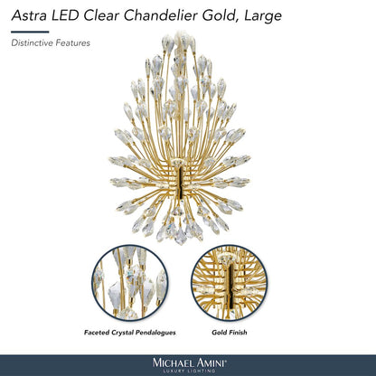 Astra 34" LED Crystal Chandelier - Gold