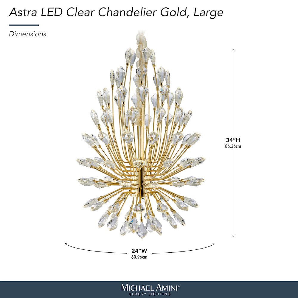 Astra 34" LED Crystal Chandelier - Gold
