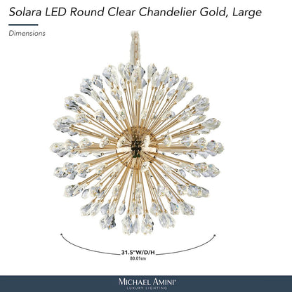 Solara 32" Round Crystal LED Chandelier - Gold
