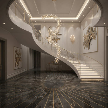 Elora 98" LED Crystal Chandelier - Gold