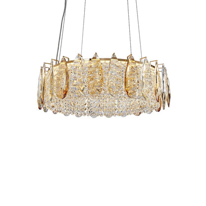 Imperia 24" Wide Round Crystal LED Chandelier - Champagne Gold
