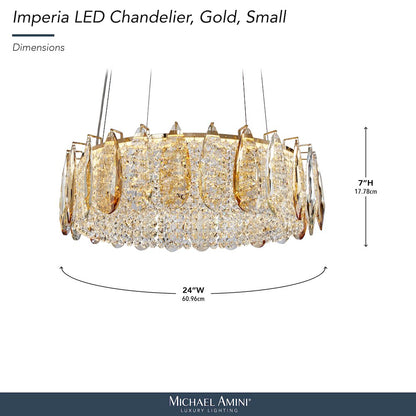 Imperia 24" Wide Round Crystal LED Chandelier - Champagne Gold