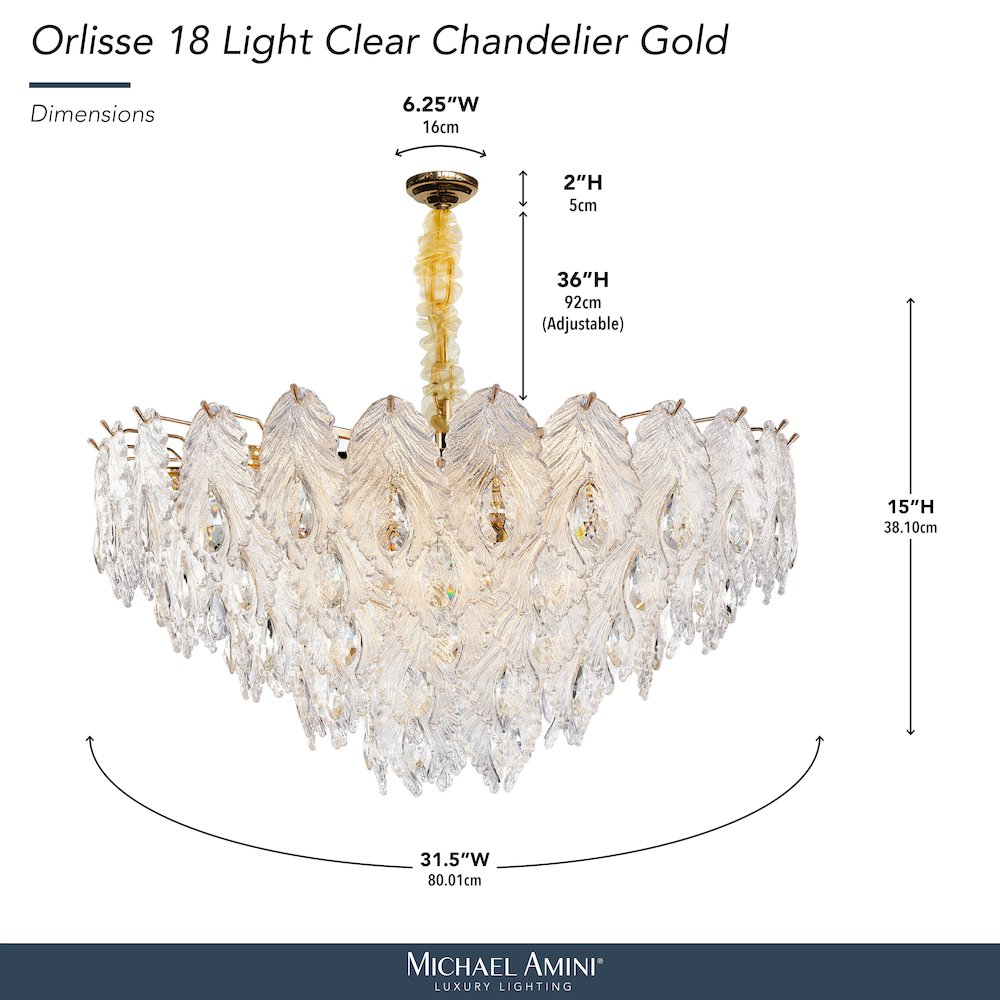 Orlisse 18-Light Acrylic Chandelier - Gold