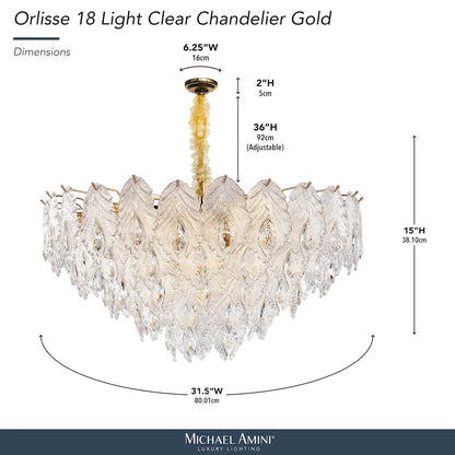 Orlisse 18-Light Acrylic Chandelier - Gold