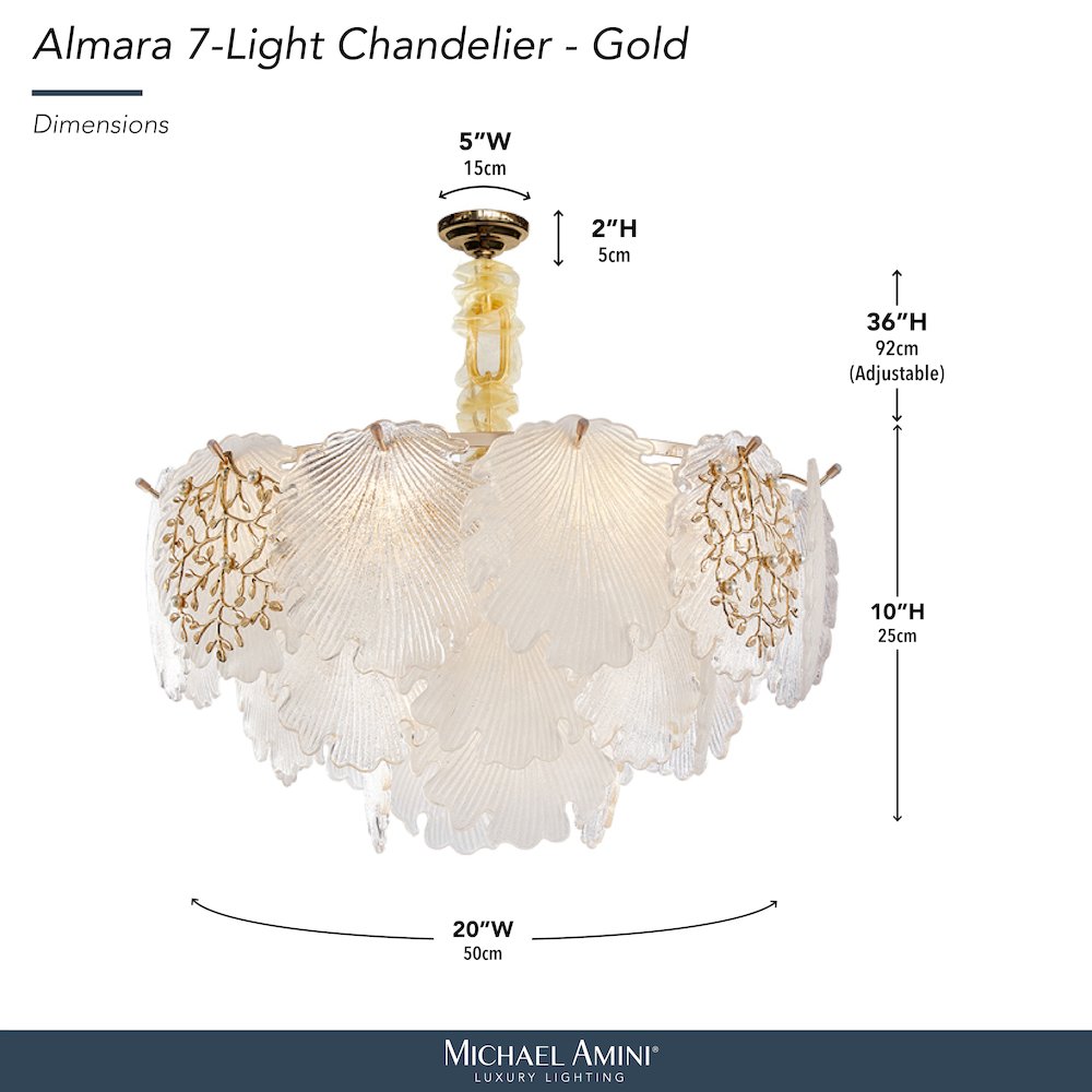 Almara 7-Light Frosted Glass Chandelier - Frost/Gold