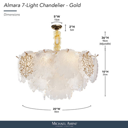 Almara 7-Light Frosted Glass Chandelier - Frost/Gold