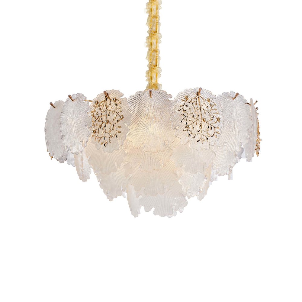 Almara 9-Light Frosted Glass Chandelier - Frost/Gold