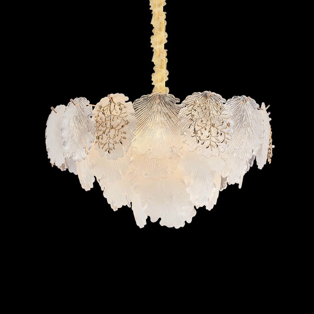 Almara 9-Light Frosted Glass Chandelier - Frost/Gold