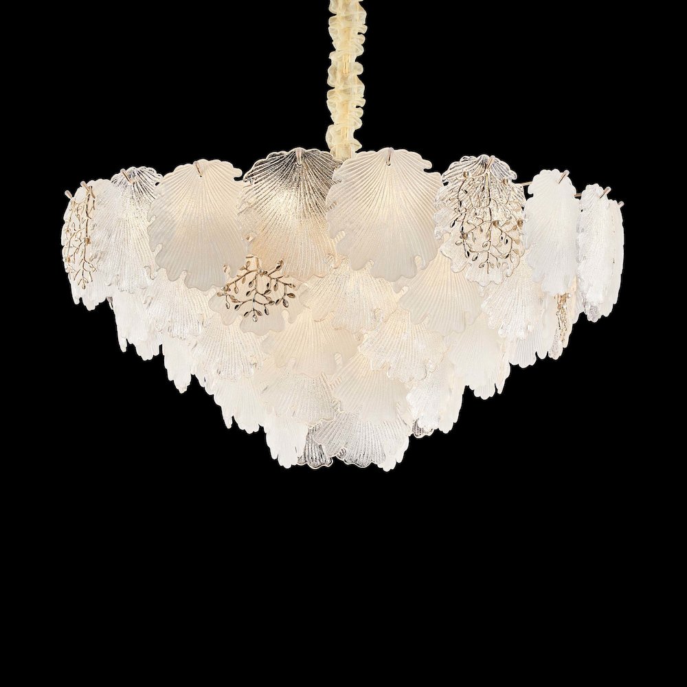 Almara 18-Light Frosted Glass Chandelier - Frost/Gold