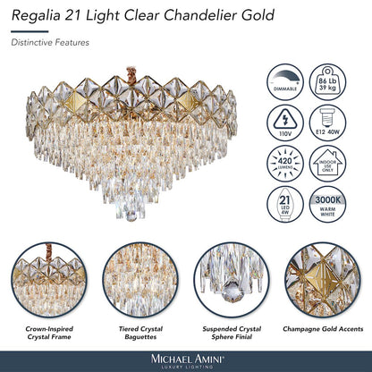 Regalia 21-Light Crystal Chandelier - Gold