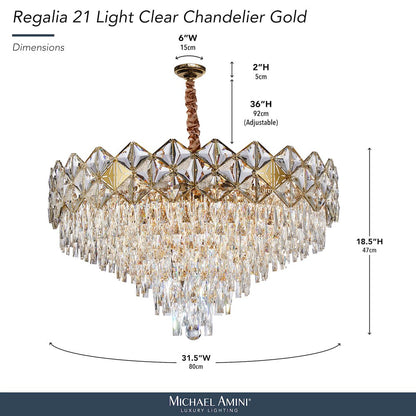 Regalia 21-Light Crystal Chandelier - Gold