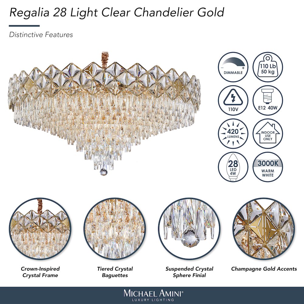 Regalia 28-Light Crystal Chandelier - Gold