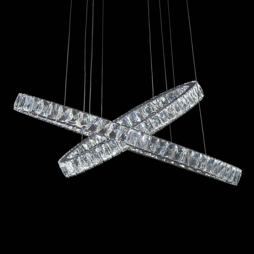 Crossover Modern Crystal LED Chandelier - Chrome