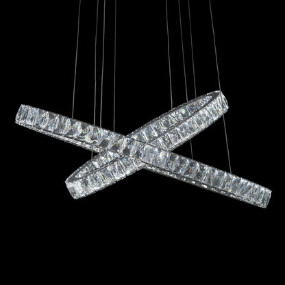 Crossover Modern Crystal LED Chandelier - Chrome