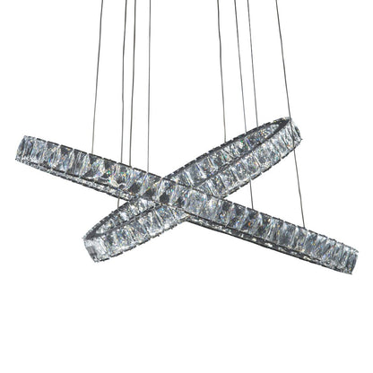 Crossover Modern Crystal LED Chandelier - Chrome
