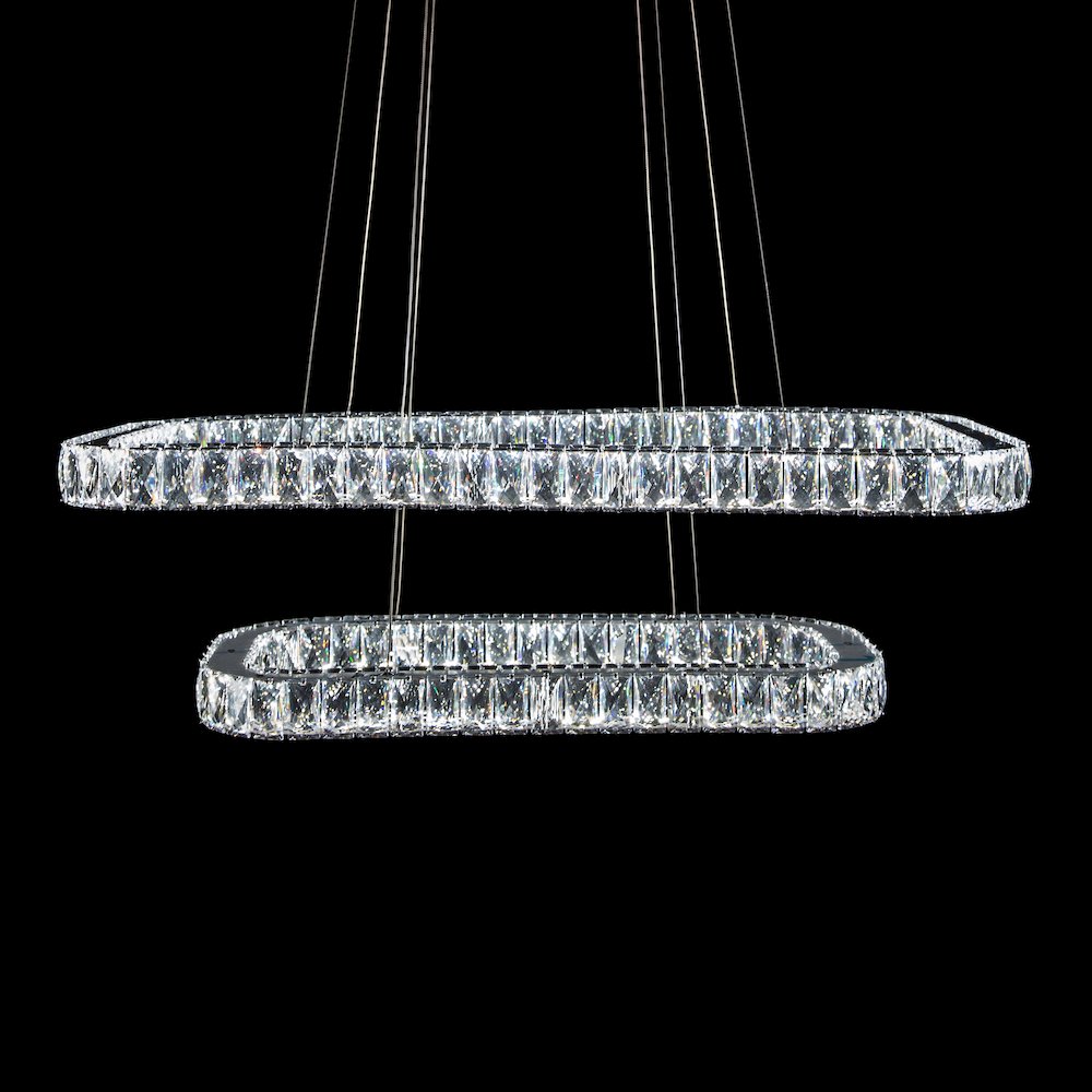 Enterprise Modern Rectangular Crystal Chandelier - Chrome
