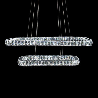 Enterprise Modern Rectangular Crystal Chandelier - Chrome