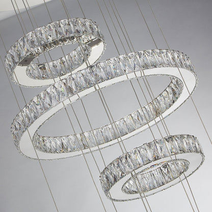Asteroids 3-Ring Modern LED Crystal Chandelier - Chrome