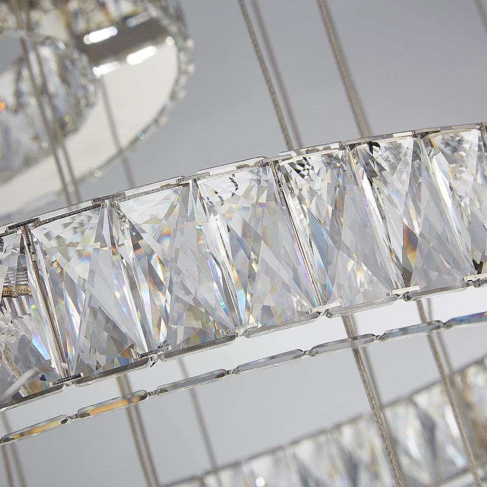 Asteroids 3-Ring Modern LED Crystal Chandelier - Chrome