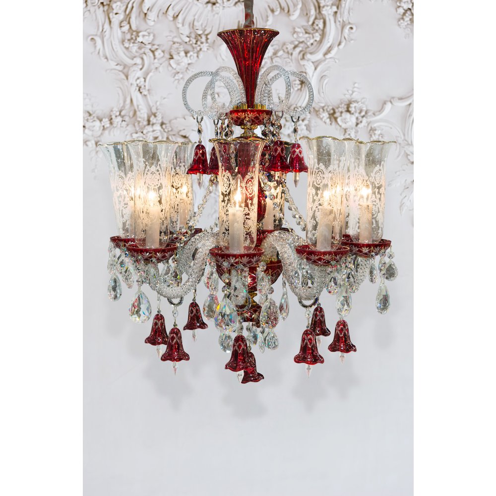 Winter Palace 8-Light Traditional Crystal Chandelier - Ruby Red