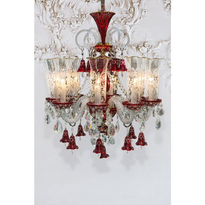 Winter Palace 8-Light Traditional Crystal Chandelier - Ruby Red