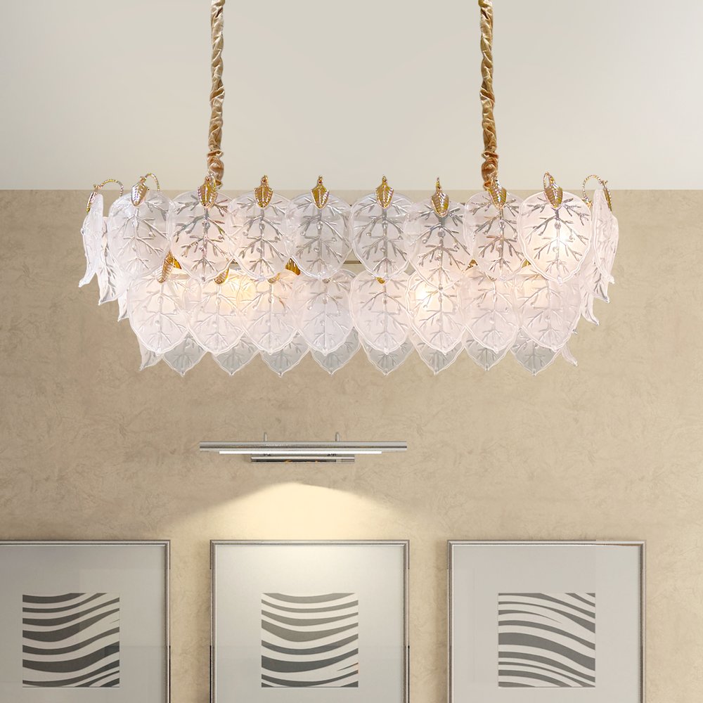 Autumn 12-Light Rectangular Chandelier - Frost/Gold