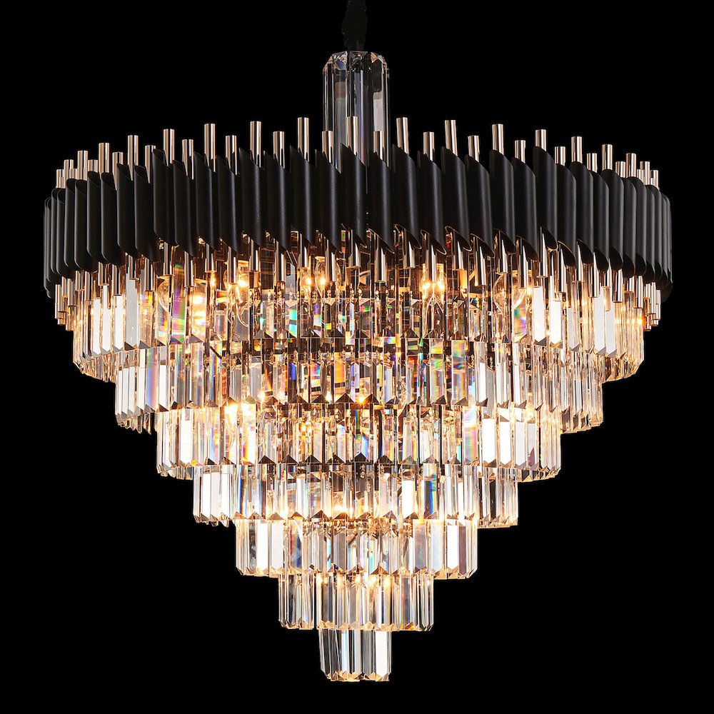 Symphony Round 37-Light Crystal Chandelier - Black