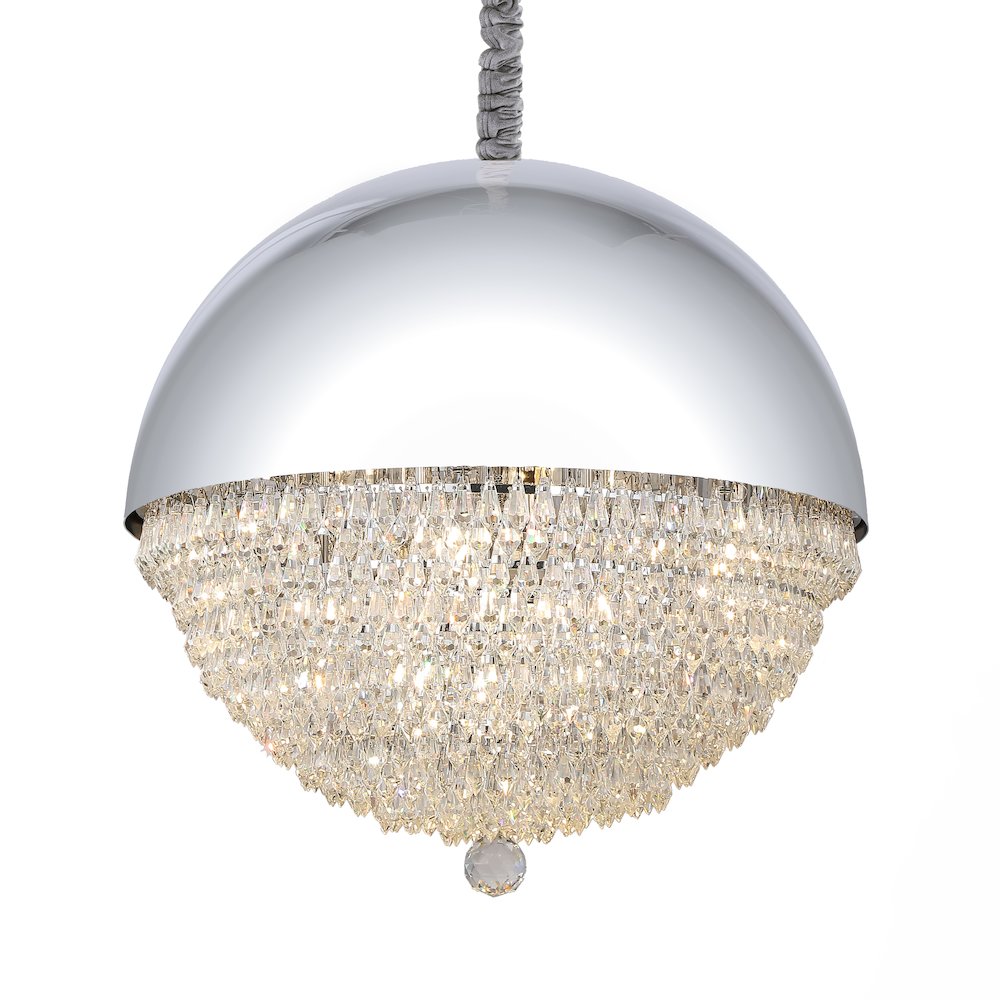 Eclipse LED Crystal and Metal Chandelier - Silver