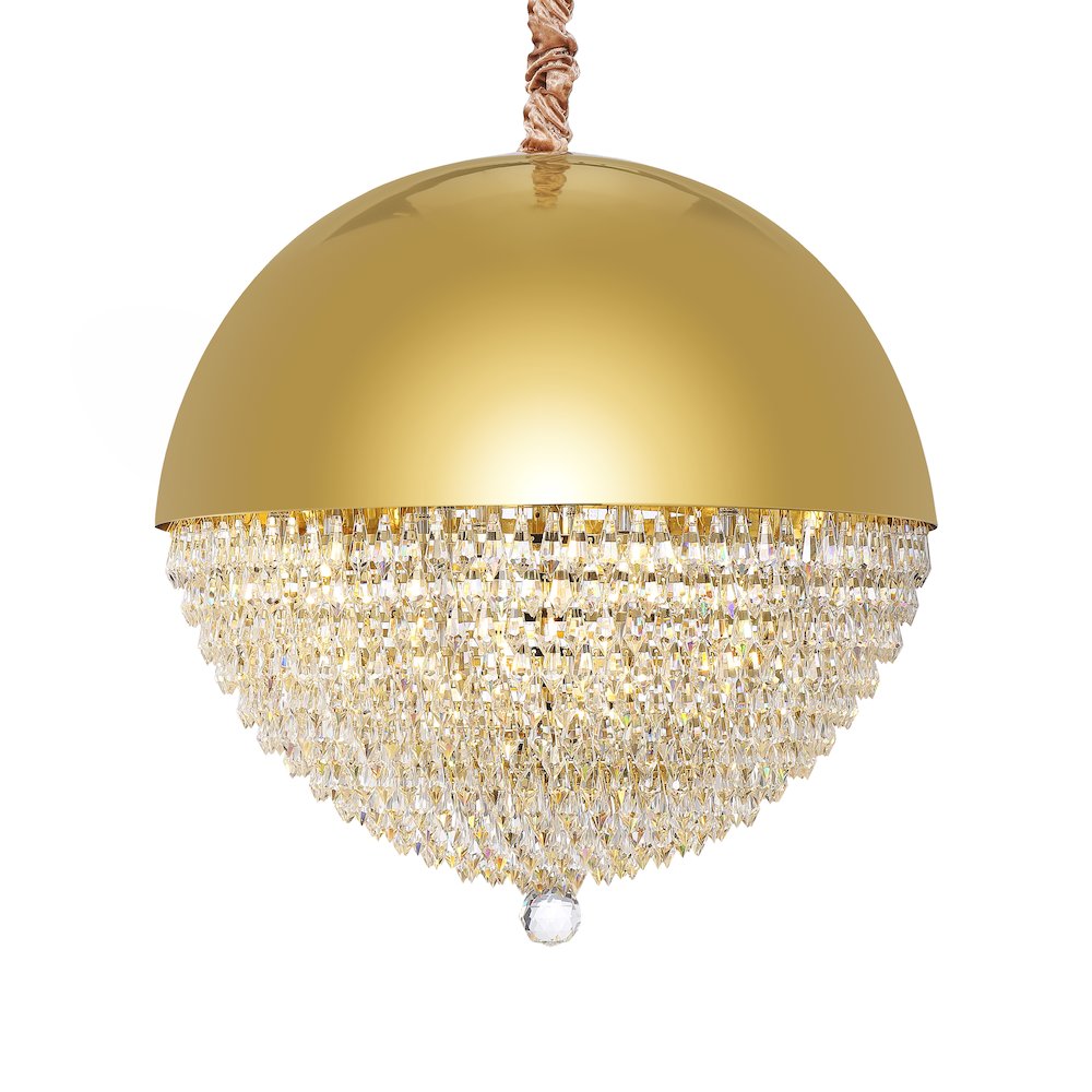 Eclipse LED Crystal and Metal Chandelier - Gold
