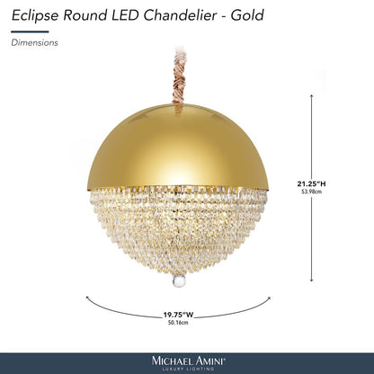 Eclipse LED Crystal and Metal Chandelier - Gold