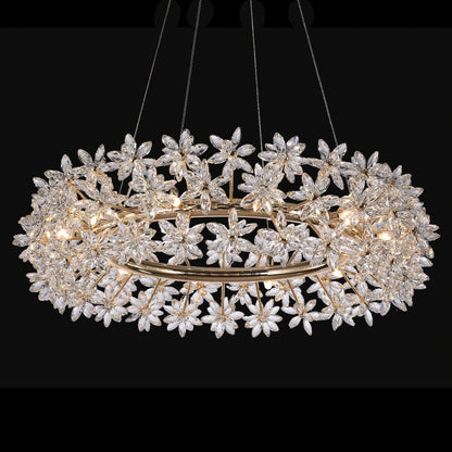 Bouquet Round 32" Crystal Chandelier - Gold