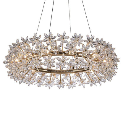 Bouquet Round 32" Crystal Chandelier - Gold