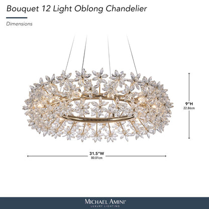 Bouquet Round 32" Crystal Chandelier - Gold