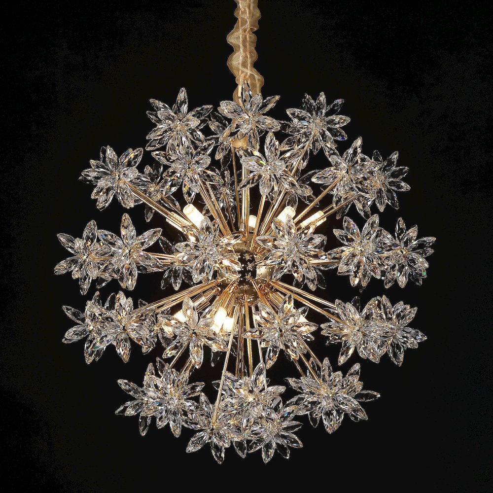 Bouquet 10-Light Round Crystal Chandelier - Gold